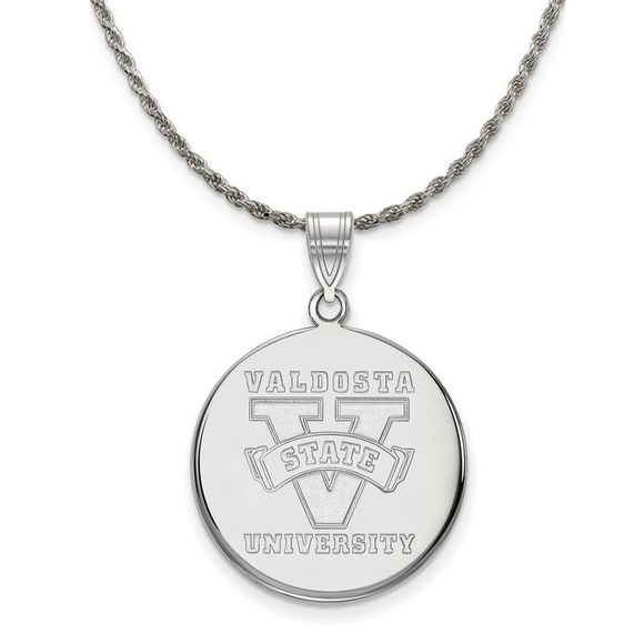 Sterling Silver Valdosta State Large Disc Pendant Necklace - 20 Inch